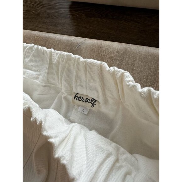 herself Clothing Portland Maine Bridget Straight Leg Pant in White Cotton Large - Picture 3 of 7